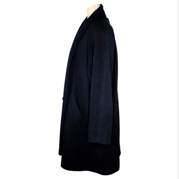 Vintage Larry Levine Black Wool Blend Coat w/ Attached Scarf Size 10 - Picture 6 of 10